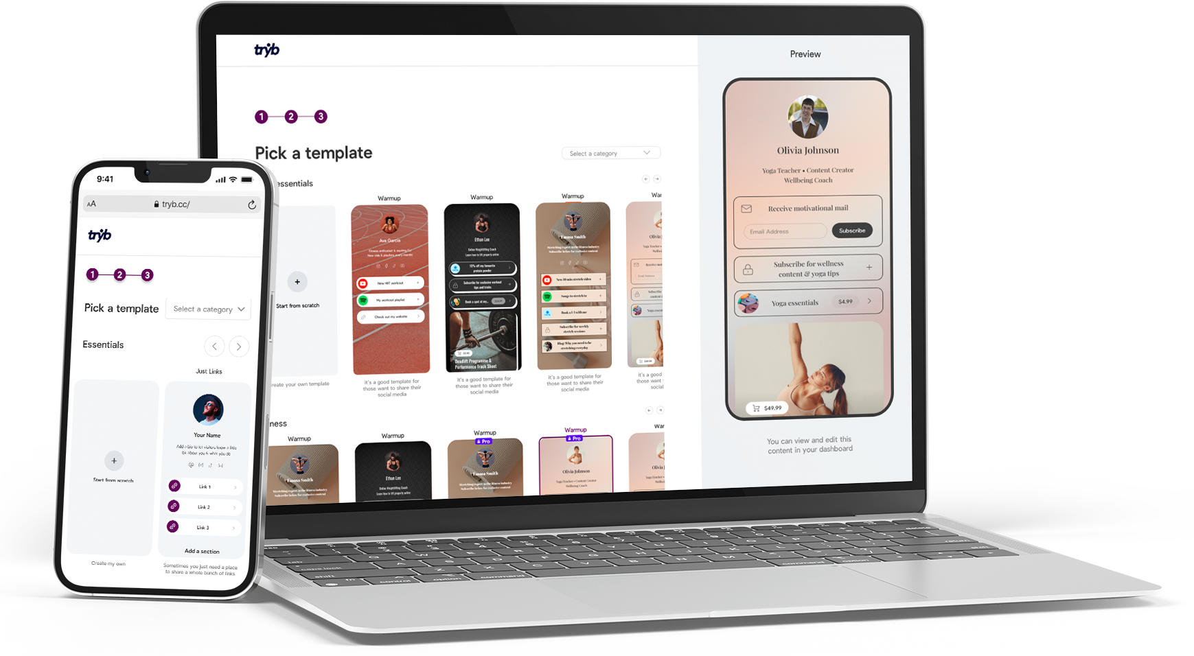 Tela de Escolha de Template